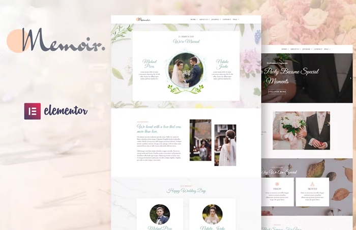 Memoir – Wedding Event & Party Organizer Elementor Template Kit 1.0.0