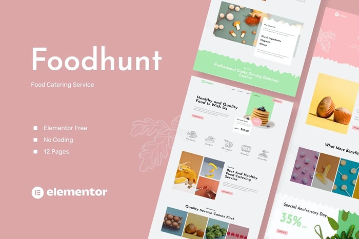 Foodhunt – Food Catering Service Elementor Template Kit 1.0.0