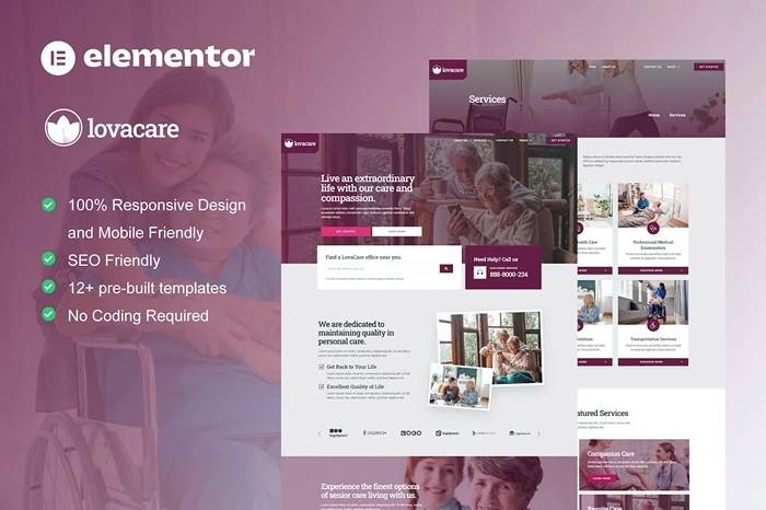 LovaCare - Senior Care Services Elementor Template Kit 1.0.0