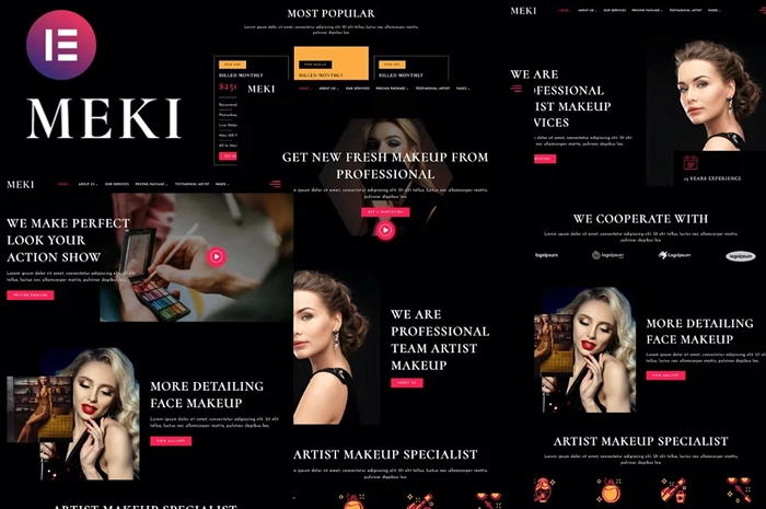 Meki – Artist Makeup Business Services Elementor Template Kit 1.0.0