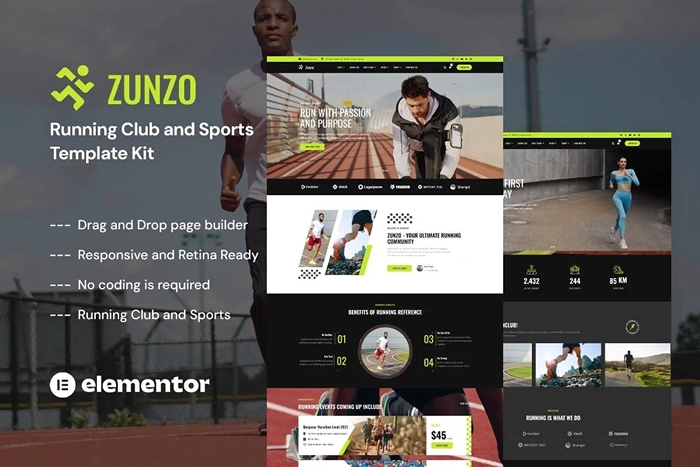 Zunzo – Running Club & Sports Elementor Pro Template Kit 1.0.0