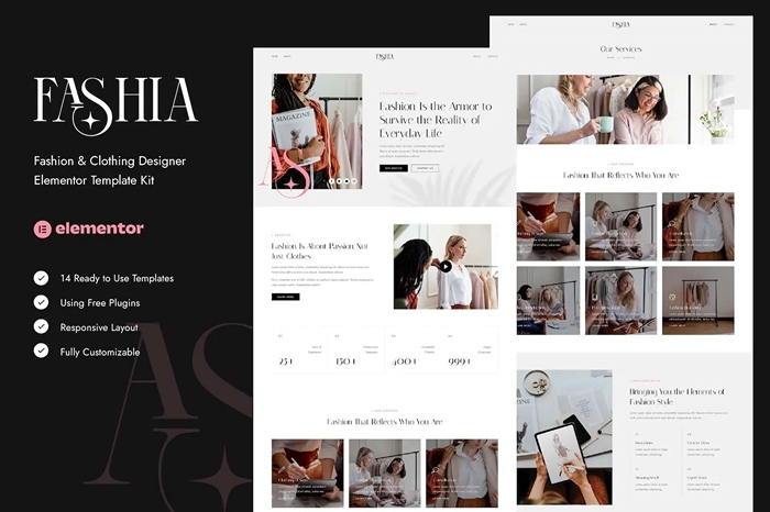 Fashia – Fashion & Clothing Designer Elementor Template Kit 1.0.0