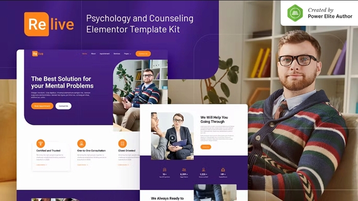 Relive – Psychology & Counseling Elementor Template Kit 1.0.0