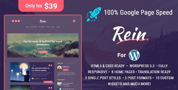Rein – Minimal Lightweight Dark Theme for WordPress 2.0.0