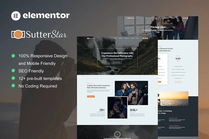 SutterStar β Photography Services & Portfolio Elementor Template Kit 1.0.0