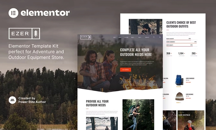 Ezer – Outdoor & Adventure Equipment Store Elementor Template Kit 1.0.0