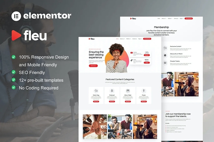 Fleu – Creative Content Creators Elementor Template Kit 1.0.0
