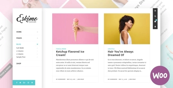 Eskimo – Minimal Personal WordPress Blog & Shop Theme 1.8.3
