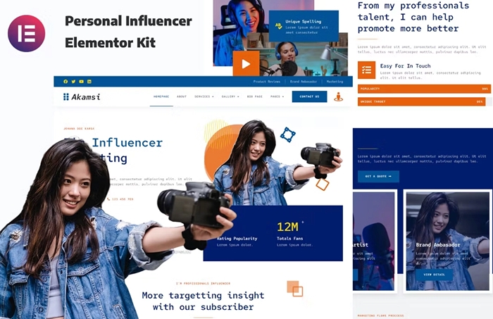 Akamsi – Personal Influencer Elementor Template Kit 1.0.0