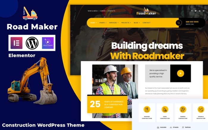 Road Maker – Construction WordPress Elementor 1.0.0