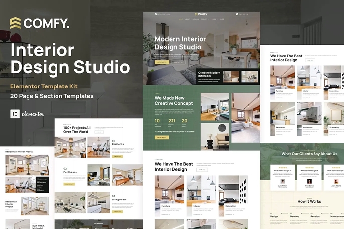 Comfy – Interior Design Studio & Architecture WordPress Elementor Template Kit 1.0.0