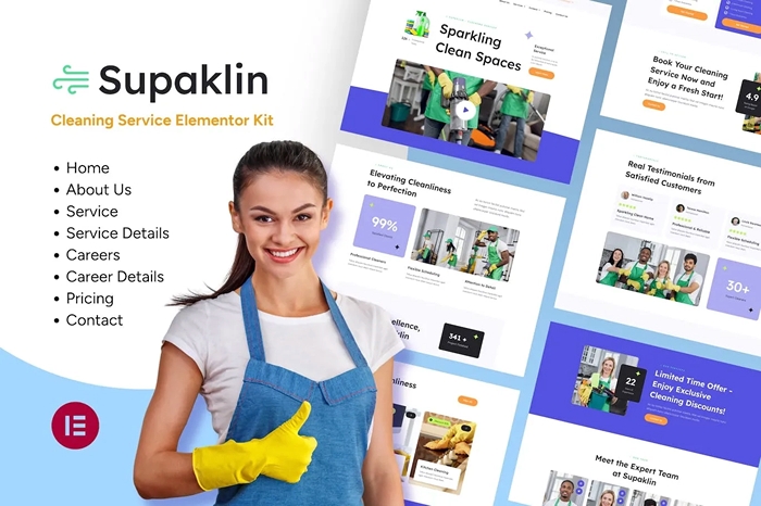 Supklin – Cleaning Service Business Elementor Template Kit 1.0.0