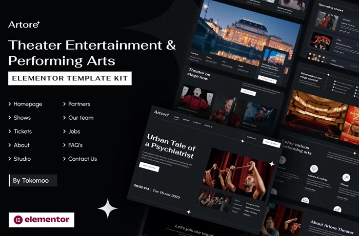 Artore – Theater Entertainment & Performing Arts Elementor Template Kit 1.0.0