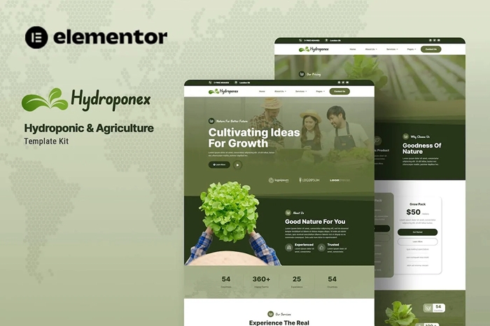 Hydroponex – Hydroponic & Agriculture Elementor Template Kit 1.0.0