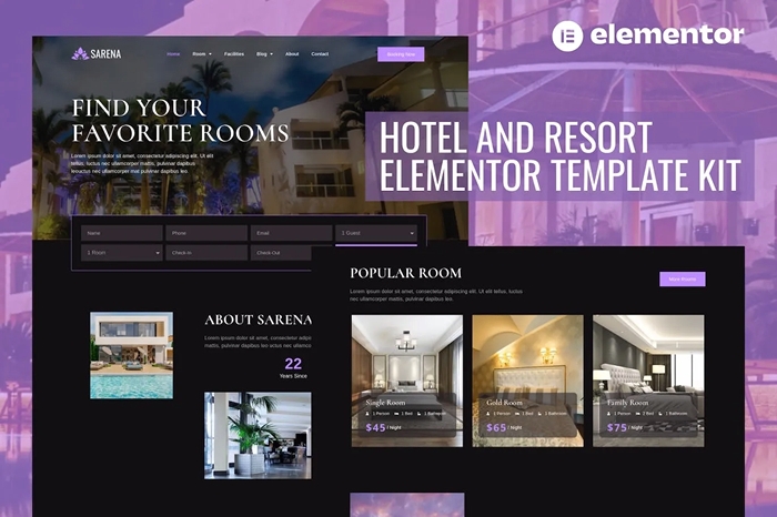 Sarena – Hotel & Resort Elementor Template Kit 1.0.0