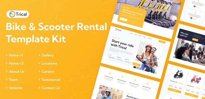 Trical – Bike & Scooter Rental Elementor Template Kit 1.0.0