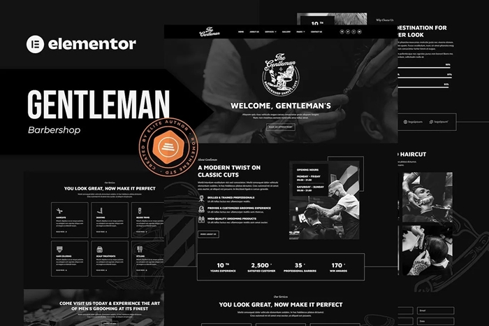 Gentleman - Barbershop & Hair Studio Elementor Template Kit 1.0.0