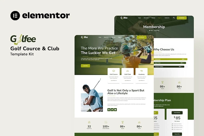 Golfee – Golf Course & Club Elementor Template Kit 1.0.0