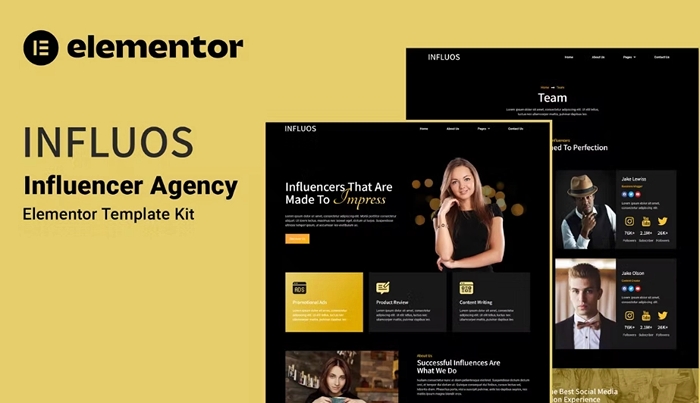 Influos – Influencer Agency Elementor Template Kit 1.0.0