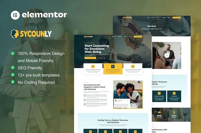 Sycounly – Psychology & Counseling Services Elementor Pro Template Kit 1.0.0