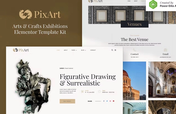 Pixart - Arts & Crafts Exhibition Elementor Template Kit 1.0.0