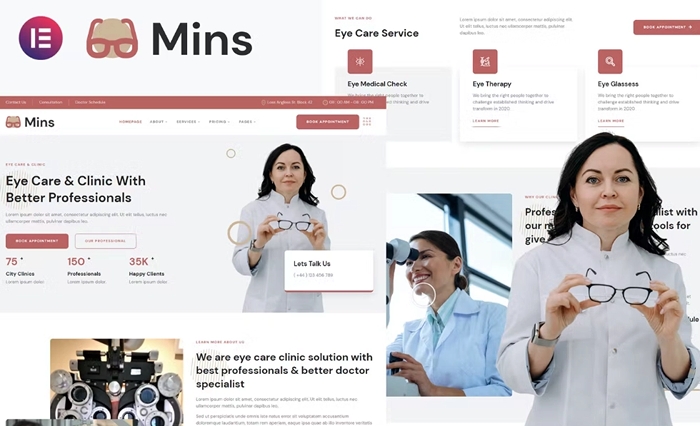 Mins – Eye Care Clinic Services Elementor Template Kit 1.0.0
