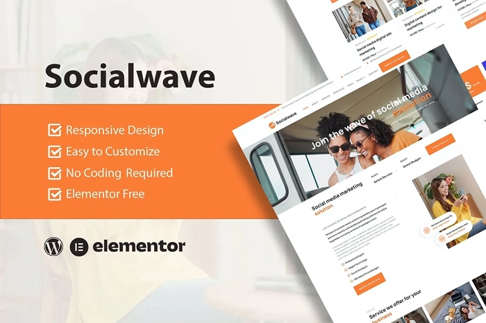 SocialWave – Social Media & Digital Marketing Service Elementor Template Kit 1.0.0