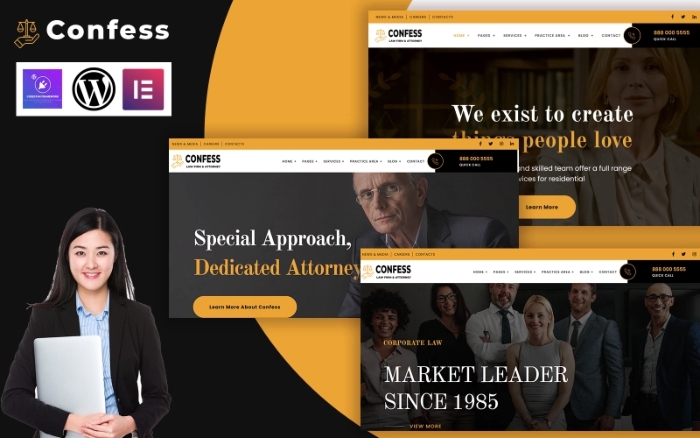 Confess – Lawyer Attorney and Law Firm WordPress Elementor 1.0.0
