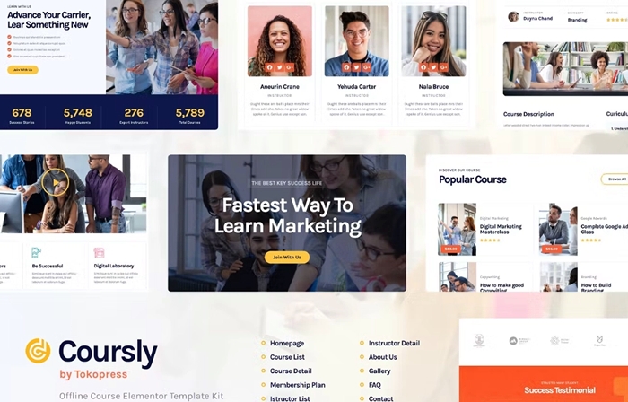 Coursly – Education & Offline Course Elementor Template Kit 1.0.0