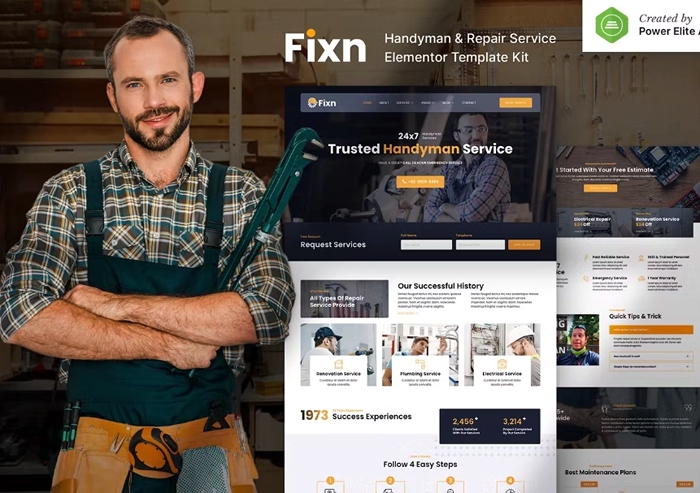 Fixn - Handyman & Repair Service Elementor Template Kit 1.0.0
