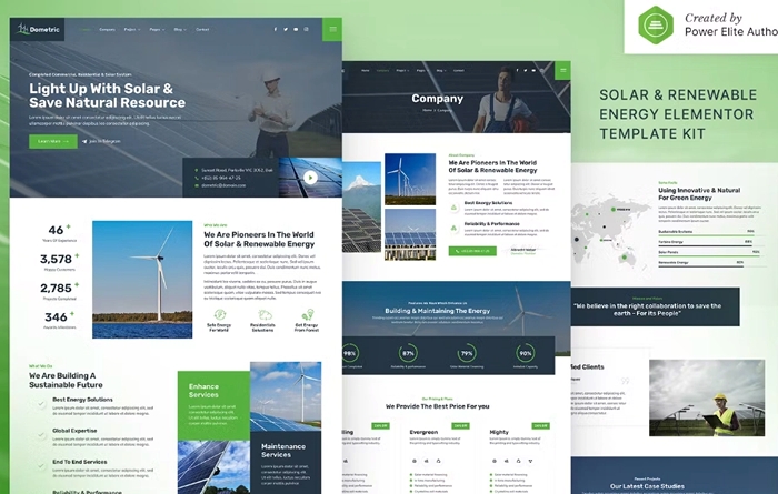 Dometric - Solar & Renewable Energy Elementor Template Kit 1.0.0