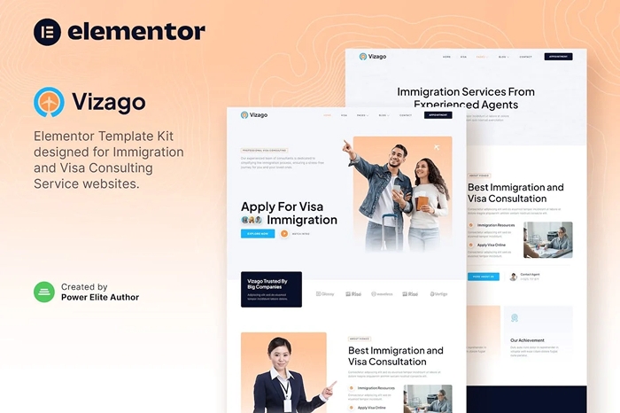 Vizago – Immigration & Visa Consulting Service Elementor Template Kit 1.0.0