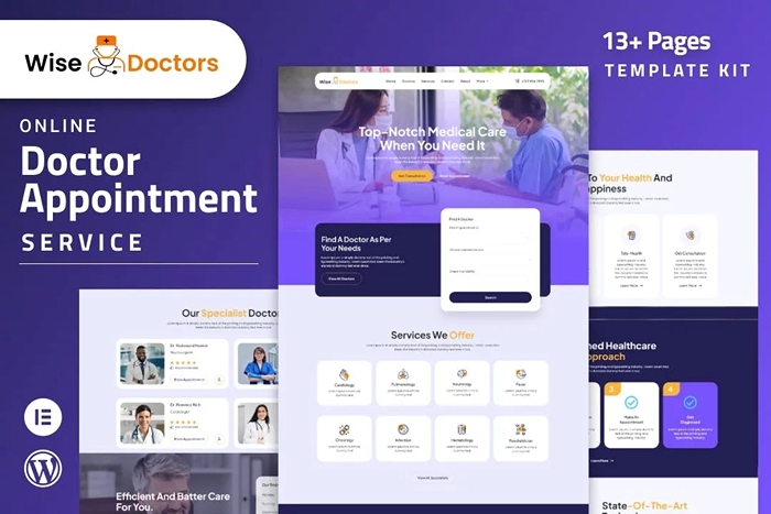WiseDoctors – Healthcare & Medical Elementor Template Kit 1.0.0