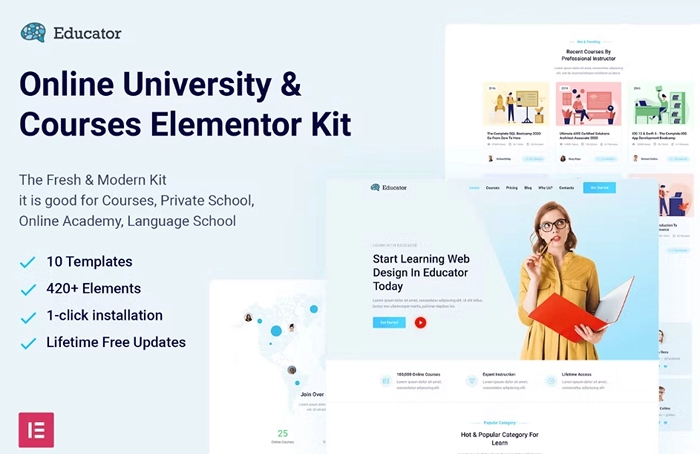 Educator – Online University & Courses Elementor Template Kit 1.0.0