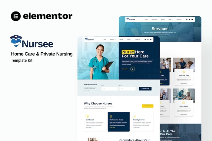 Nursee - Homecare & Private Nursing Elementor Template Kit 1.0.0