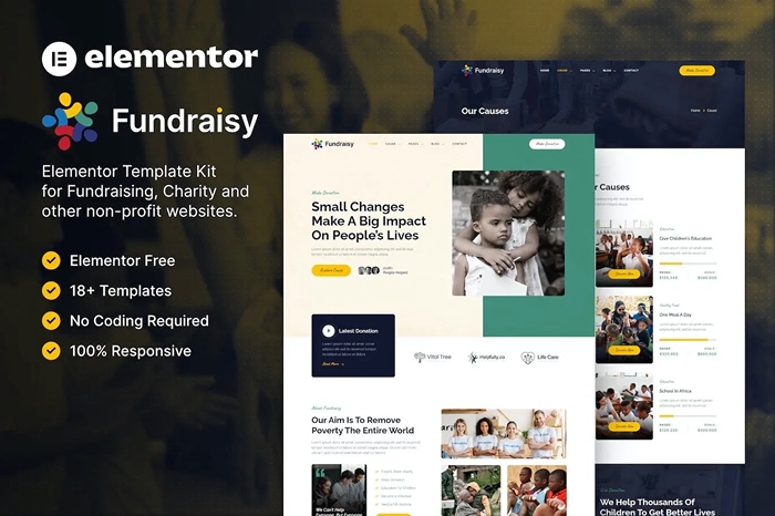 Fundraisy – Charity & Fundraising Elementor Template Kit 1.0.0