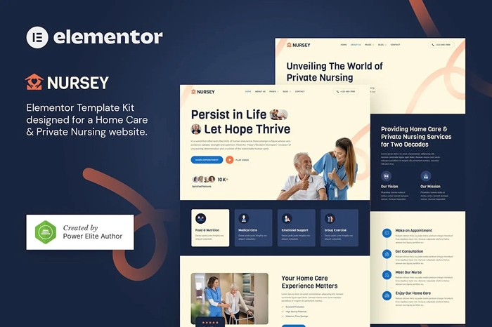 Nursey – Home Care Agency & Private Nursing Elementor Template Kit 1.0.0