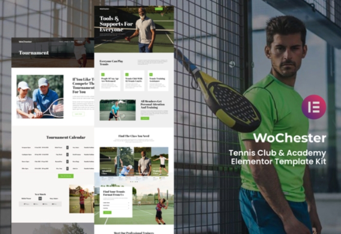 WoChester – Tennis Club & Academy Elementor Template Kit 1.0.0
