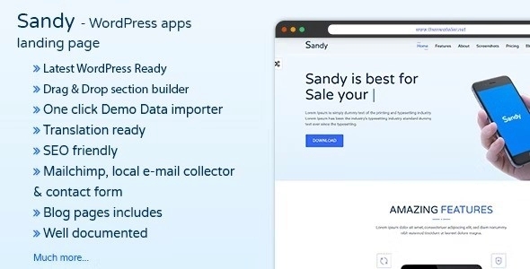 SANDYWP – Apps Landing Page WP Theme 1.6