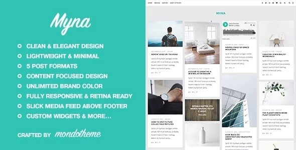 Myna – A Masonry WordPress Blog Theme 1.2