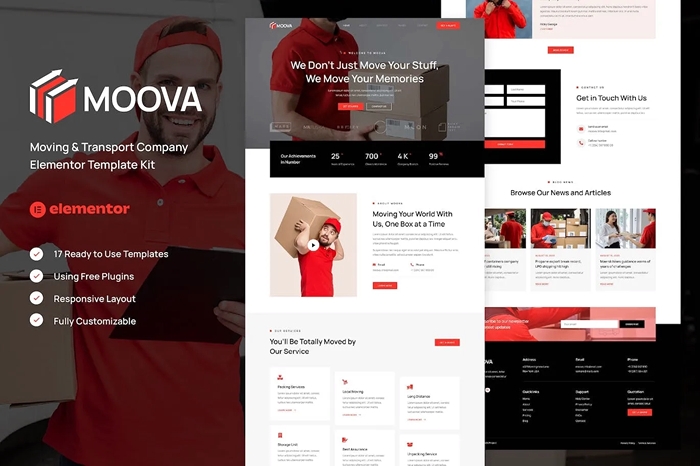 Moova – Moving & Transport Company Elementor Template Kit 1.0.0