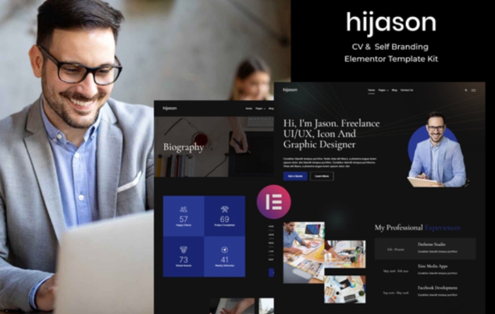 HiJason - CV & Self Branding Elementor Template Kit 1.0.0