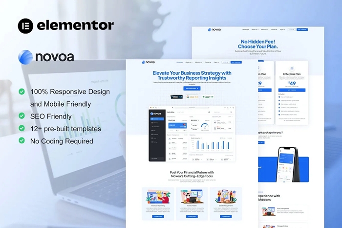 Novoa – Saas & Finance Software Service Elementor Template Kit 1.0.0