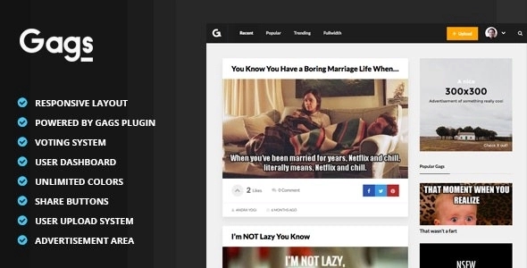 Gags - Image Meme & Video Sharing WP Theme 1.2.0