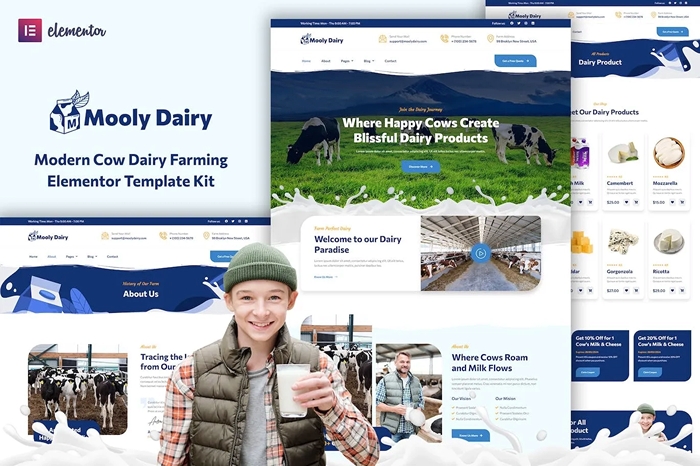 Mooly – Modern Cow Dairy Farming Elementor Template Kit 1.0.0