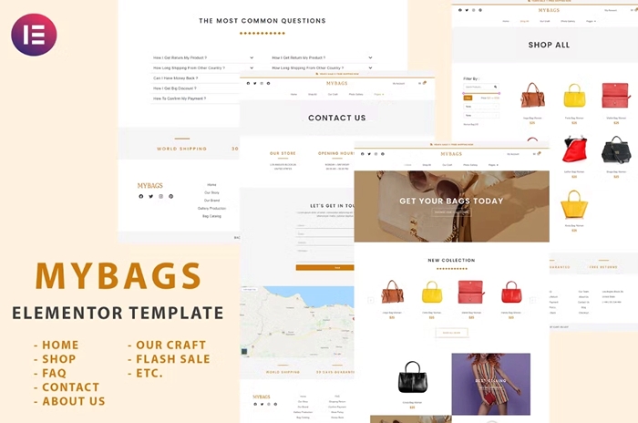 Mybags - Modern Commerce Elementor Template Kit 1.0.0