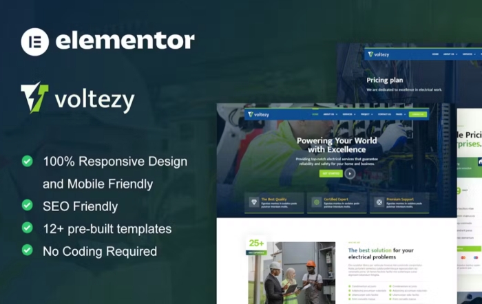 Voltezy – Electrical Installation & Maintenance Service Elementor Template Kit 1.0.0