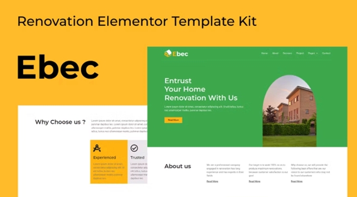 Ebec – Renovation Elementor Template Kit 1.0.0
