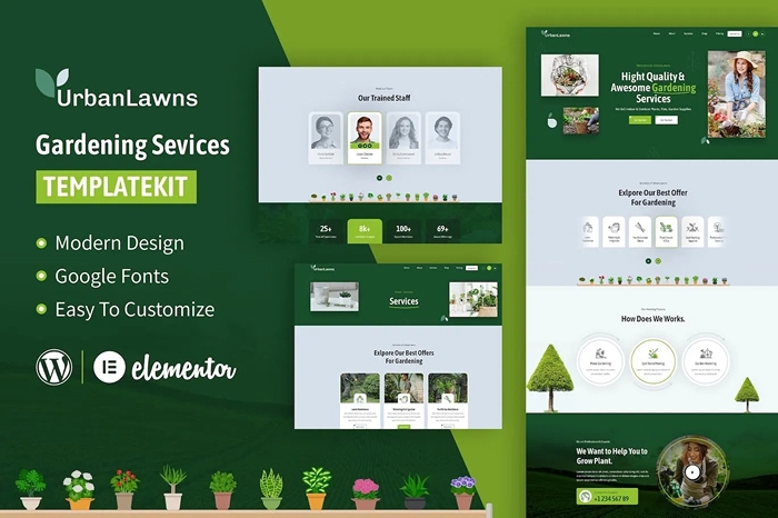 Urban Lawns – Gardening Elementor Template Kit 1.0.0