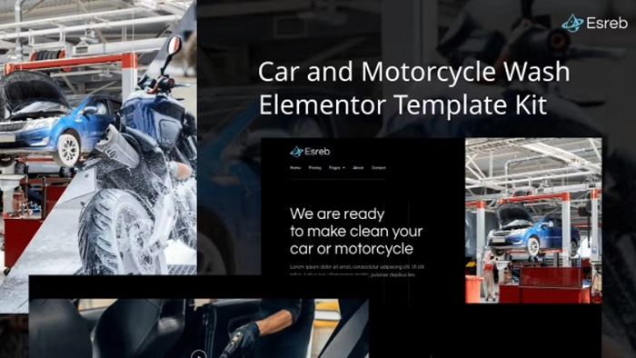 Esreb - Car & Motorcycle Wash Elementor Template Kit 1.0.0